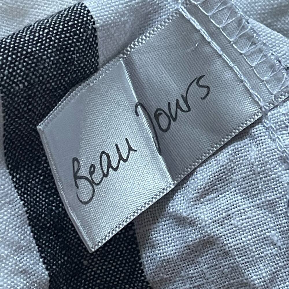 BEAU JOURS Merina Shirt Black & White 100% Linen size LARGE/X-LARGE - Picture 12 of 16